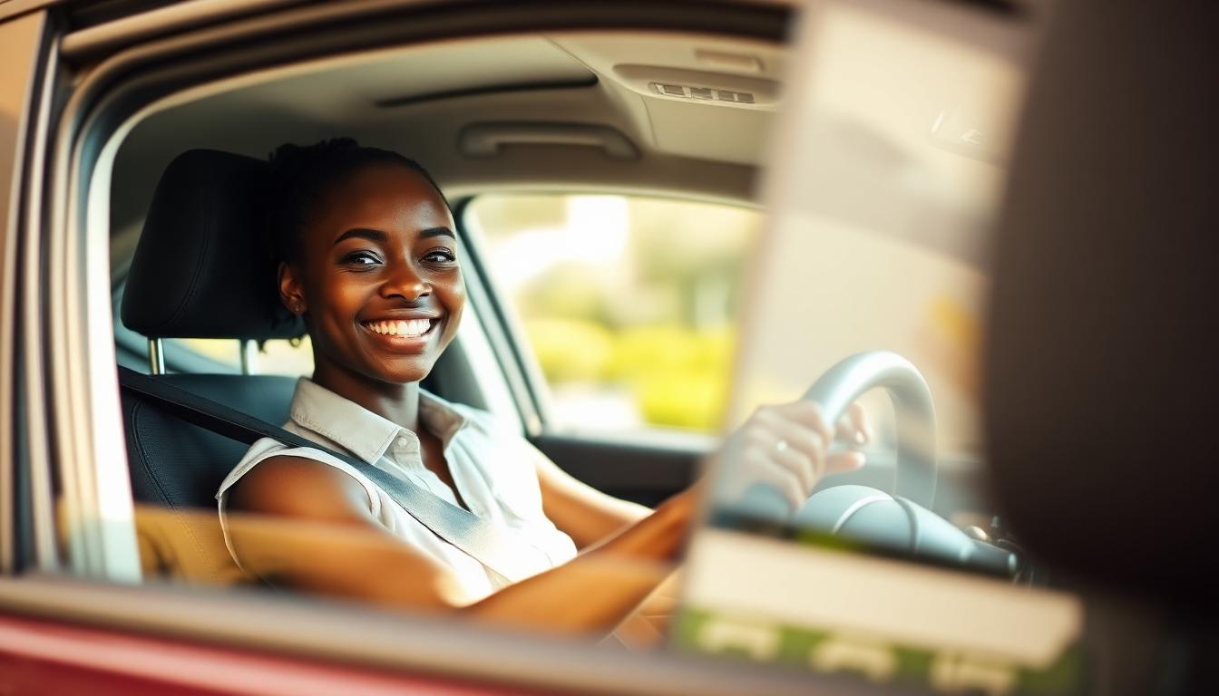 Driving instructor with student